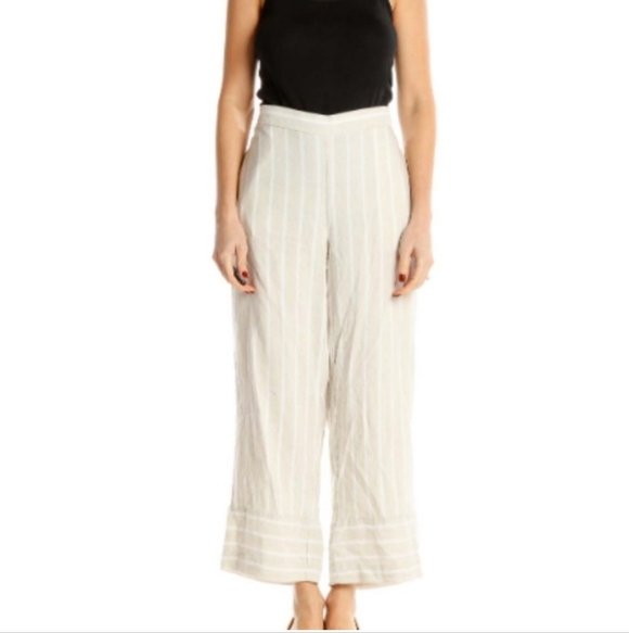 LOFT Pants - Loft Linen Blend Striped Pull On Pants Size Meduim